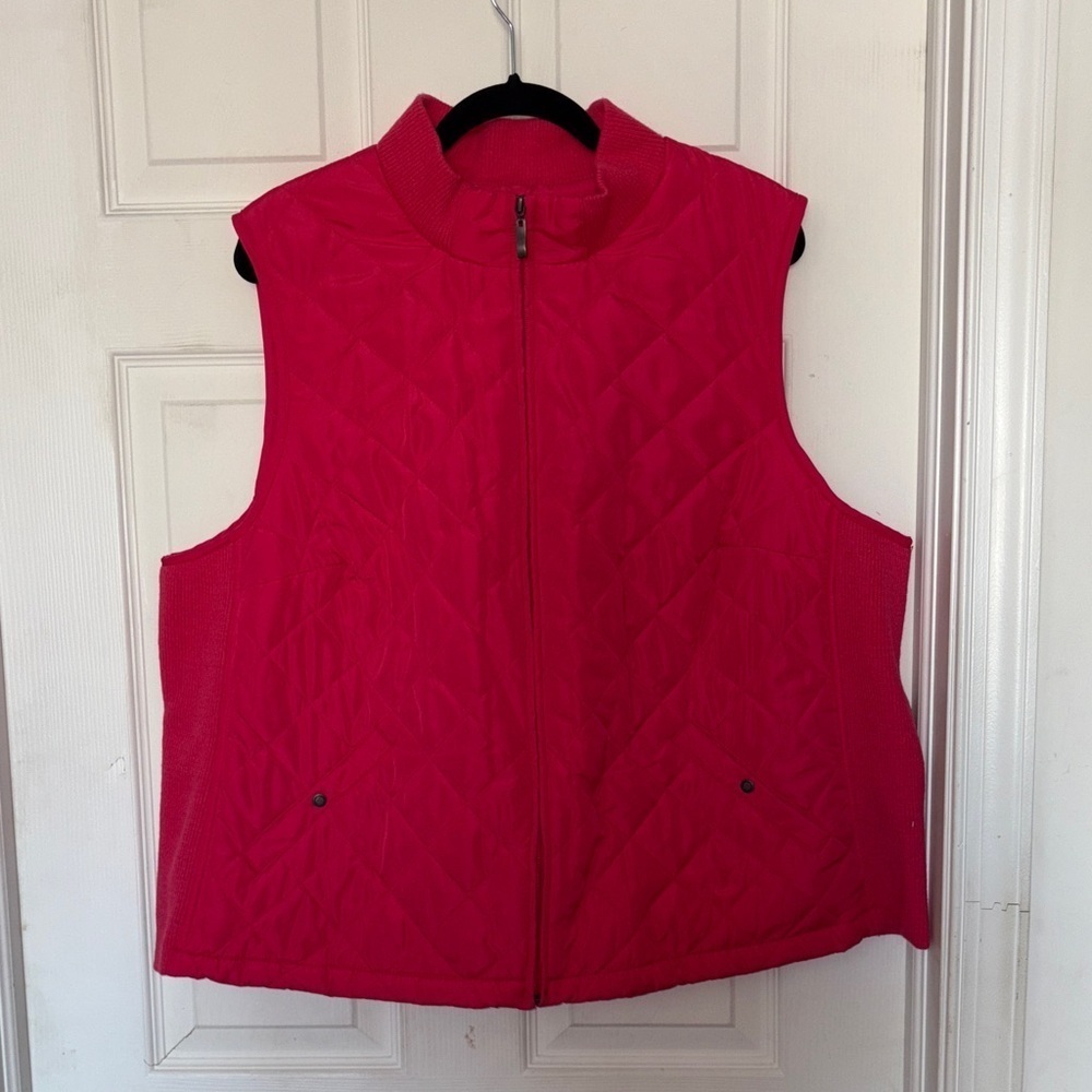 Croft & Barrow Woven Quilted Vest Pink Size 2X